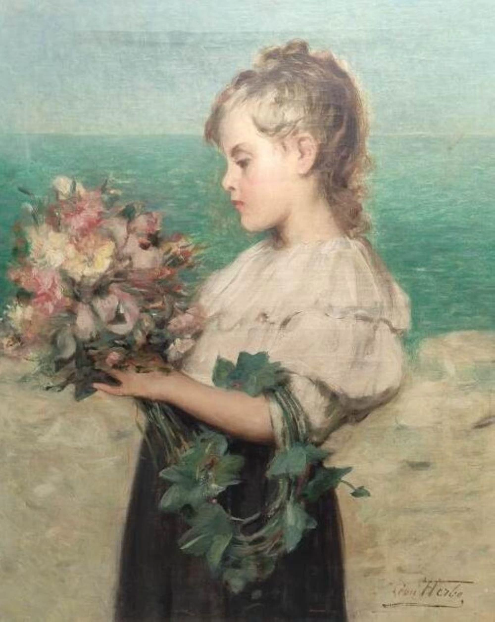 Giovane donna con un mazzo di fiori